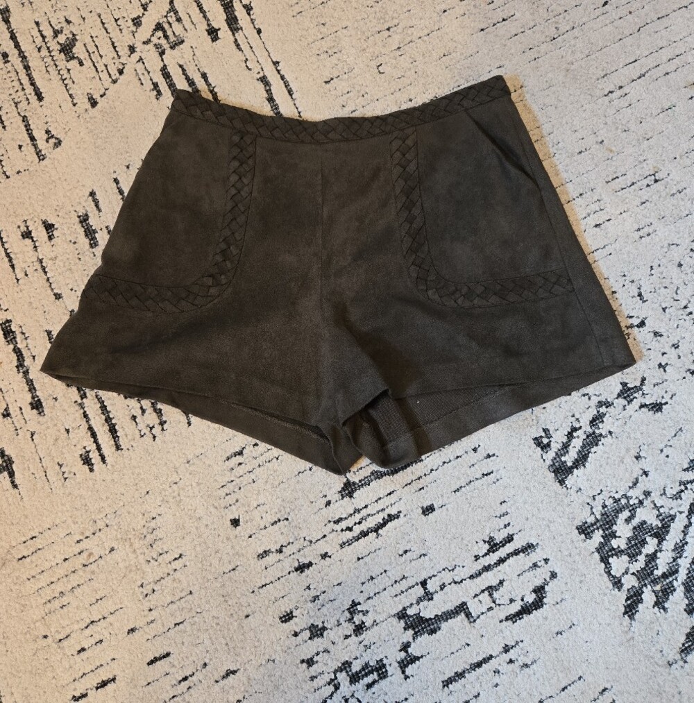 Tahari Black Braided-Trim High Waist Shorts